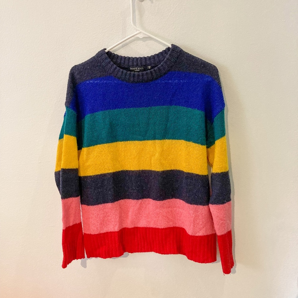 ASOS Brave Soul London Rainbow Striped Sweater XS